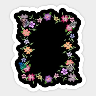 flowers tendril, floral, bloom, butterfly, insect Sticker